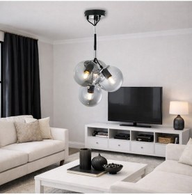 Resim Tt607-4-sy-kr Tt Ayd. Mat Siyah-krom Kaplama 4 Lü Buket Yuv Avize Siyah - Krom - Füme 