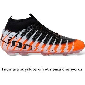 Resim Çoraplı Bilekli Boğazlı Krampon Futbol Ayakkabısı Oranj - Siyah-oranj - Siyah Turuncu - Siyah 