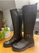 Resim Agora Shoes Siyah Düz Topuklu Fermuarlı Kadın Çizme Czb0010 
