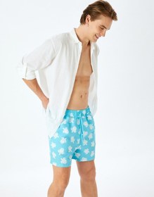 Resim Koton Kaplumbağa Desenli Oversize Beli Bağcıklı Cepli Deniz Şortu Mavi Desenli 5sam00011mw Mavi Desenli 