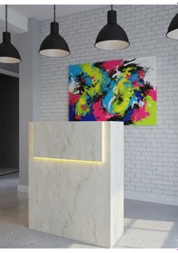 Resim Resital Ledli Karşılama Bankosu G-90 Cm Ofis Kasa Resepsiyon Masası Banko-003-8-8 