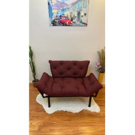 Resim Modern Style Home Modern Ikili Yataklı Kanepe Tekli 2'li Çift Kişilik Koltuk Ev Ofis Balkon Teras Kanepesi - Bordo 