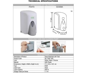 Resim Vialli S5 Hazneli Sıvı Sabun Bulaşık Deterjan Şampuan Duş Jeli Dezenfektan Dispenseri 500 ml Beyaz 