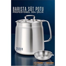 Resim Genel Markalar BFS Barista Süt Potu- Filtreli Çok Amaçlı Pot - Yağ Filtresi Profesyonel 304 Paslanmaz Çelik 