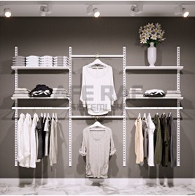 Resim AFE DEKOR Mağaza Raf Sistemi, Askılık Sistemi, Butik Rafı, Mağaza Stand, Giyinme Odası, 185x200 Cm 