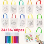 Resim 24/36/48 Adet DIY Graffiti Kalem Seti, Yeniden Kullanılabilir Hayvan Temalı Parti Çantaları/Kartvizitlikler/Kalem Kutuları, Boyama Malzemeleri için Mini Dokumasız Alışveriş Çantaları, Noel ve Yılbaşı Hediye Paketleme ve Saklama Aksesuarları, Renkli Çantalar, Sanat Partisi Karalama Torbaları, El İşi Etkinliği & DIY Hediyeler, Noel İçin En İyi Seçim, Şükran Günü İçin Mükemmel 