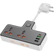 Resim Genel Markalar Ac12a 2500w 2 Priz 3 Usb 30w Type-c Multifonksiyonel Priz Çoğaltıcı Şarj Aleti 
