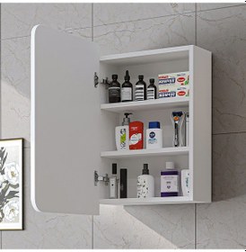 Resim Likya Kulpsuz Tek Kapaklı Aynalı Mdflam 45 Cm Aynalı Banyo Üst Dolabı Beyaz 
