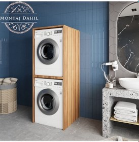 Resim Babil Çamaşır Ve Kurutma Makinesi Dolabı Banyo Dolabı Ceviz Ceviz 