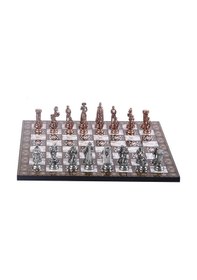 Resim Orta Boy Metal İngiliz Satranç Takımı Antik Ve Sedef Desenli Mdf 