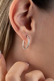 Resim Nereze 925 Ayar Gümüş Rodyum Kaplama Kalemli 20 mm Şarnel Halka Küpe 