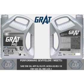 Resim GRAT Motor Yağı 7 Litre 5w30 Tam Sentetik 