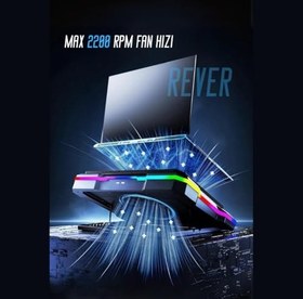 Resim Rever Gaming Laptop Notebook Soğutucu Stand Telefon Tutucu Stant 2200RPM RGB Işıklı Led Display 
