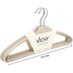 Resim Vichy 5 Li Kaymaz Yüzeyli Askı 42,5 Cm Bej Renk Elbise & Gömlek Askısı Vch-7023 Açık Bej 