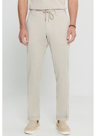 Resim AC&Co / Altınyıldız Classics Erkek Bej Slim Fit Dar Kesim Beli Bağlamalı Yan Cep Esnek Casual Pantolon Bej 