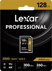 Resim Lexar SDXC 128 GB UHS-II 2000X V90 U3 C10 4K Hafıza Kartı 