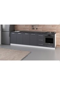 Resim Minar 280 Cm Mutfak Dolabı Beyaz Antrasit 280-A9-Alt Modül Beyaz 