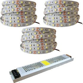 Resim Noas 4040 Şerit LED 15 Metre 6500K Beyaz ( YL40-4001 ) + Noas 21 Amper 250 Watt Süper Slim LED Trafo 