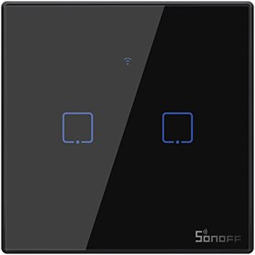 Resim Sonoff TX-T3EU2C Wi-Fi RF Akıllı Duvar Dokunmatik Anahtarı Siyah 