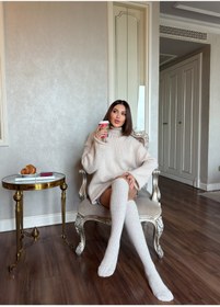 Resim LAGRANZE Cozy Line Premium Kadın Diz Üstü Jakarlı Çorap 