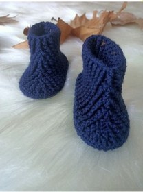 Resim Tuyy El Örgüsü Özel Tasarım Lacivert Ev Botu& Patik Lacivert 