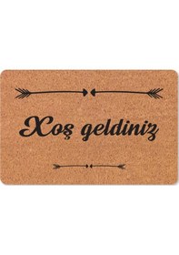 Resim Azerbaycan'a Özel Hoş Geldiniz Xoş G Ldiniz Yazılı Dijital Baskılı Kapı Önü Paspas Siyah 