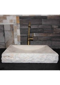 Resim Light Traverten Dışı Patlatma Dikdörtgen Dizayn Lavabo 
