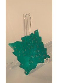 Resim Çam Yeşili Dalgalı Kare Şekil Deniz Kabuklu Epoksi Bardak Altlığı Yeşil 