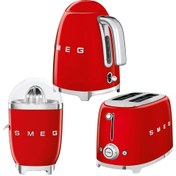 Resim Smeg Kırmızı Kettle-1x2 Ekmek Kızartma Makinesi ve Narenciye Sıkacağı Seti 