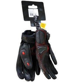 Resim Tech90 Kırmızı Siyah Deri Motosiklet Eldiveni 