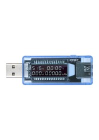 Resim Xindoker Usb Akım/voltaj/kapasite Testeri, 3-20v 0-3a Lcd Ekranlı, Güvenli Şarj İzleyici, Abs Kasa, Mavi Kws-v20 