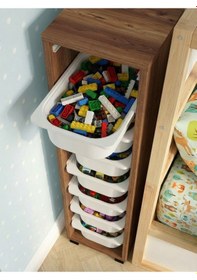 Resim Luda 8 Mini Beyaz Sepetli Çok Amaçlı Oyuncak Dolabı Tropik Ceviz Ceviz - Beyaz 