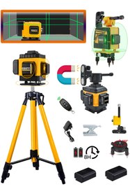 Resim Eisenn Germany 2 Akülü + 12 Köşe 40 Mt Menzil 360 Derece Artı Lazer Terazi Kumandalı Yeşil Çizgi +TRİPOD 