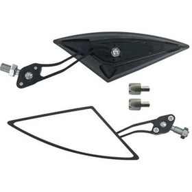 Resim Gms Motosiklet Aynası Üniversal Siyah Üçgen 10mm Ve 8mm Düz Diş Uyumlu 