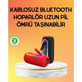 Resim Zeroshop Yüksek Ses Kaliteli Kablosuz Hoparlör LED Işıklı 