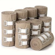 Resim 3'lü set - 4.52 metreye kadar genişleyebilen sıkıştırma bandaj kayışı klipsi, açık kahverengi beyaz kayışlı, bilek, ayak bileği ve diz desteği için kullanılır - spor, fitness ve günlük kullanım için ideal 