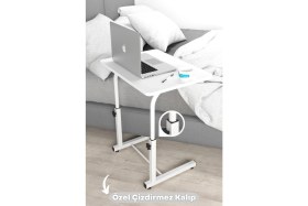 Resim Depolife Yükseklik Ayarlı Laptop Sehpası Kahvaltı Ders Çalışma Bilgisayar Ofis Yemek Çocuk Masası Metal Ayak 