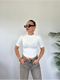 Resim Keymoda Kadın Bisiklet Yaka Kısa Kollu Body Ekru Ekru 