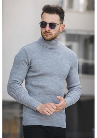 Resim Oksit Seka 813 İnce Fitilli Slim Fit Erkek Boğazlı Kazak 001 