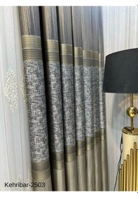 Resim Nivemeshome Kehribar Ft614162 Toprak V-2503 Pano Fon Perde 1/3 Sık Pileli Perde Apm Toprak 