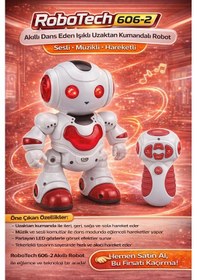 Resim Robotech Akıllı Dans Eden Işıklı Uzaktan Kumandalı Robot Sesli Müzikli Hareketli - Kırmızı 