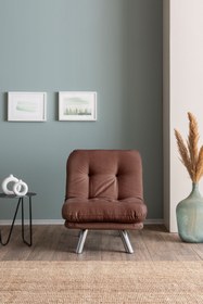 Resim Pafu Hippo Tekli Yataklı Koltuk Keten - Açık Kahverengi 