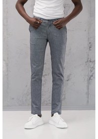 Resim Notra Beli Lastikli Ve İplikli Slimfit Pamuklu Jogger Pantolon Mavi 