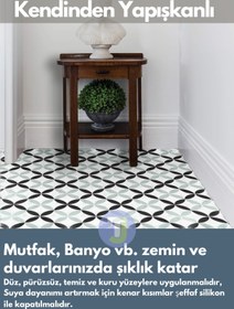 Resim Technojet Kendinden Yapışkanlı Karo PVC Mutfak Banyo Tezgah Kaplama Sticker 4Adet 30cm×30cm 