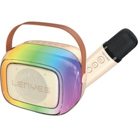 Resim Lenyes S228 Rgb Işıklı Askılı Mikrofonlu Bluetooth Speaker Hoparlör V5.3 Bej 