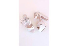 Resim Pabuchh Rosa Kadın Saten Çapraz Bantlı Platform Topuklu Ayakkabı Sedef 