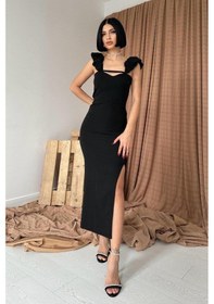 Resim Valensdesign Siyah Askı Detaylı Elbise Siyah 