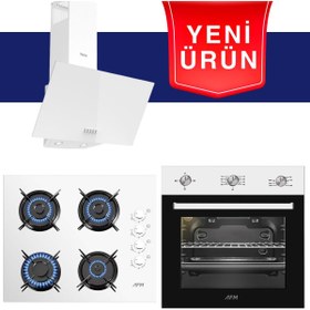 Resim Ferre & Afm Tech FETHY Series Beyaz Cam Ankastre Set ( D087 + Fm7301W + Fm2201W ) 