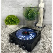 Resim Mini Pikap Görünümlü Nostaljik Bluetooth Hoparlör - Gece Lambası Bt-Sd-Aux + Dalga Sesi Modu Siyah 