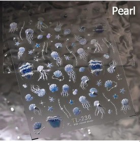 Resim Denizyıldızı Japon Balığı Denizanası Denizatı Kabarcıklar Kabuklu Okyanus Gevrek Balina Sazan Yapışkanlı Nail Art Etiketler Manikür Çıkartmaları Green 